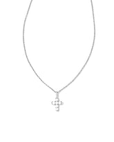Pearl 14k White Gold Cross Pendant Necklace in Freshwater Cultured Pearl