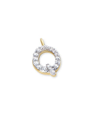 14k Yellow Gold Letter Q Charm in White Diamond