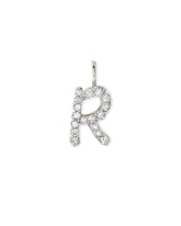 0.12 ct 14k White Gold Letter R Charm in White Diamond