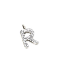 0.12 ct 14k White Gold Letter R Charm in White Diamond