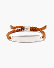 Robert Oxidized Sterling Silver Corded Bracelet in Dark Orange Leather