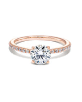 0.5 ct Round Solitaire Engagement Ring with Pave Diamonds in 14k Rose Gold