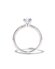 0.75 ct Round Solitaire Engagement Ring with Pave Diamonds in 14k White Gold