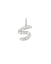 14k White Gold Letter S Charm in White Diamond
