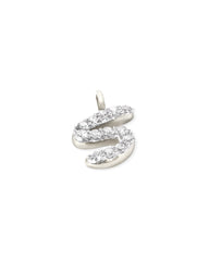 14k White Gold Letter S Charm in White Diamond