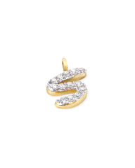 14k Yellow Gold Letter S Charm in White Diamond