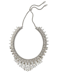 Serayah Vintage Silver Collar Statement Necklace in White Mix