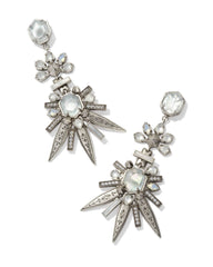 Serayah Vintage Silver Statement Earrings in White Mix