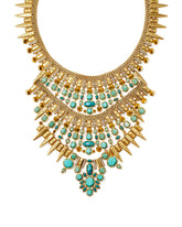Serayah Vintage Gold Statement Necklace in Teal Mix