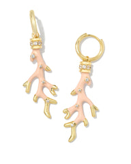 Shea Convertible Gold Huggie Earrings in Blush Enamel