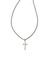 Small Cross Charm Necklace in Oxidized Sterling Silver