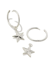 Small Star Huggie Earrings in Sterling Silver