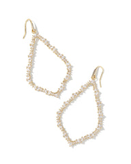 Sophee Gold Crystal Open Frame Earrings in White CZ