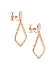 Sophia Clip-On Drop Earrings in Rose Gold