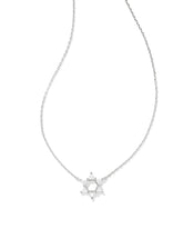 Star of David Silver Crystal Short Pendant Necklace in White CZ