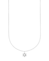 Star of David 14k White Gold Pendant Necklace in White Diamonds
