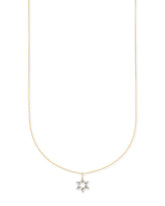Star of David 14k Yellow Gold Pendant Necklace in White Diamonds
