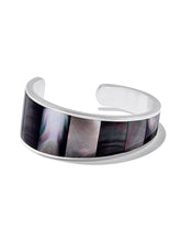 Tenley Bright Silver Shell Cuff Bracelet in Black Mother-of-Pearl