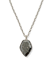 Tessa Vintage Silver Small Long Pendant Necklace in Platinum Drusy