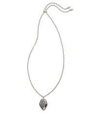 Tessa Vintage Silver Small Long Pendant Necklace in Platinum Drusy