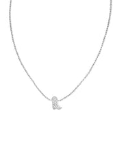 Tiny Cowboy Boot 14k White Gold Pendant Necklace in White Diamond