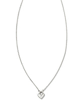 Tiny Heart Padlock 14k White Gold Pendant Necklace in White Diamond