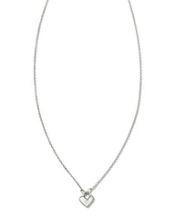 Tiny Heart Padlock 14k White Gold Pendant Necklace in White Diamond