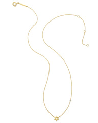 Tiny Star of David 14k Yellow Gold Pendant Necklace in White Diamond