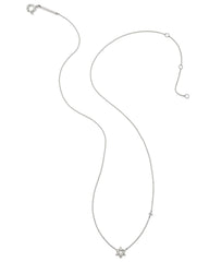 Tiny Star of David 14k White Gold Pendant Necklace in White Diamond