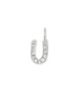 14k White Gold Letter U Charm in White Diamond