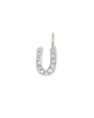 14k White Gold Letter U Charm in White Diamond