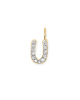 14k Yellow Gold Letter U Charm in White Diamond