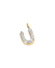 14k Yellow Gold Letter U Charm in White Diamond