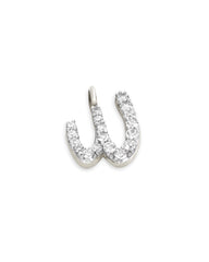 0.12 ct 14k White Gold Letter W Charm in White Diamond