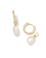 Willa Gold Pearl Huggie Earrings in Freshwater Cultured Pearl
