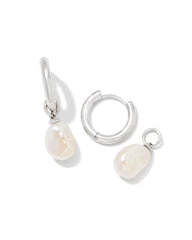 Willa Silver Pearl Huggie Earrings in Freshwater Cultured Pearl