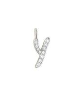 14k White Gold Letter Y Charm in White Diamond