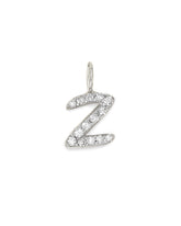 14k White Gold Letter Z Charm in White Diamond