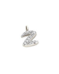 14k White Gold Letter Z Charm in White Diamond