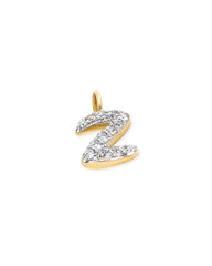 14k Yellow Gold Letter Z Charm in White Diamond