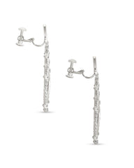 Sophee Crystal Clip-On Drop Earrings in Silver