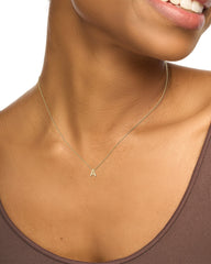 Diamond Accent Letter A 14k Yellow Gold Pendant Necklace in White Diamond