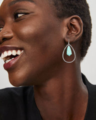 Rumer Vintage Silver Stone Open Frame Earrings in Sea Green Chrysocolla