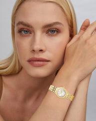 Alex Gold Tone Stainless Steel 28mm Watch in Ivory Mother-of-Pearl