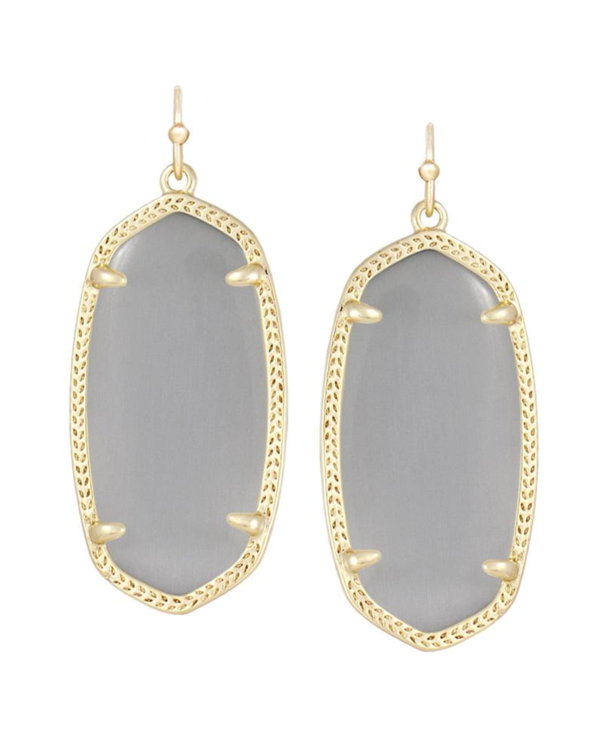 Elle Gold Drop Earrings in Slate Cats Eye