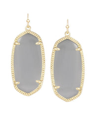 Elle Gold Drop Earrings in Slate Cats Eye