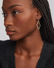 Abbie Gold Open Frame Earrings in White Crystal