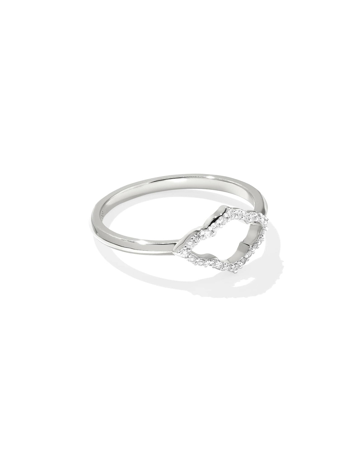 Abbie 14k White Gold Pave Open Frame Band Ring