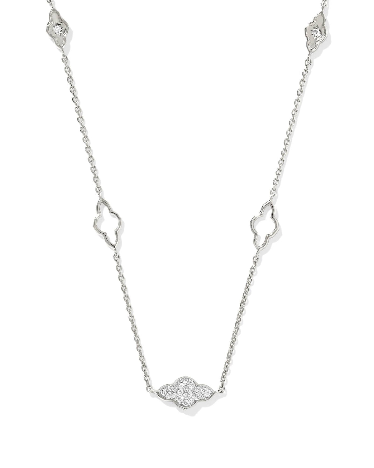 Abbie 14k White Gold Pave Strand Necklace