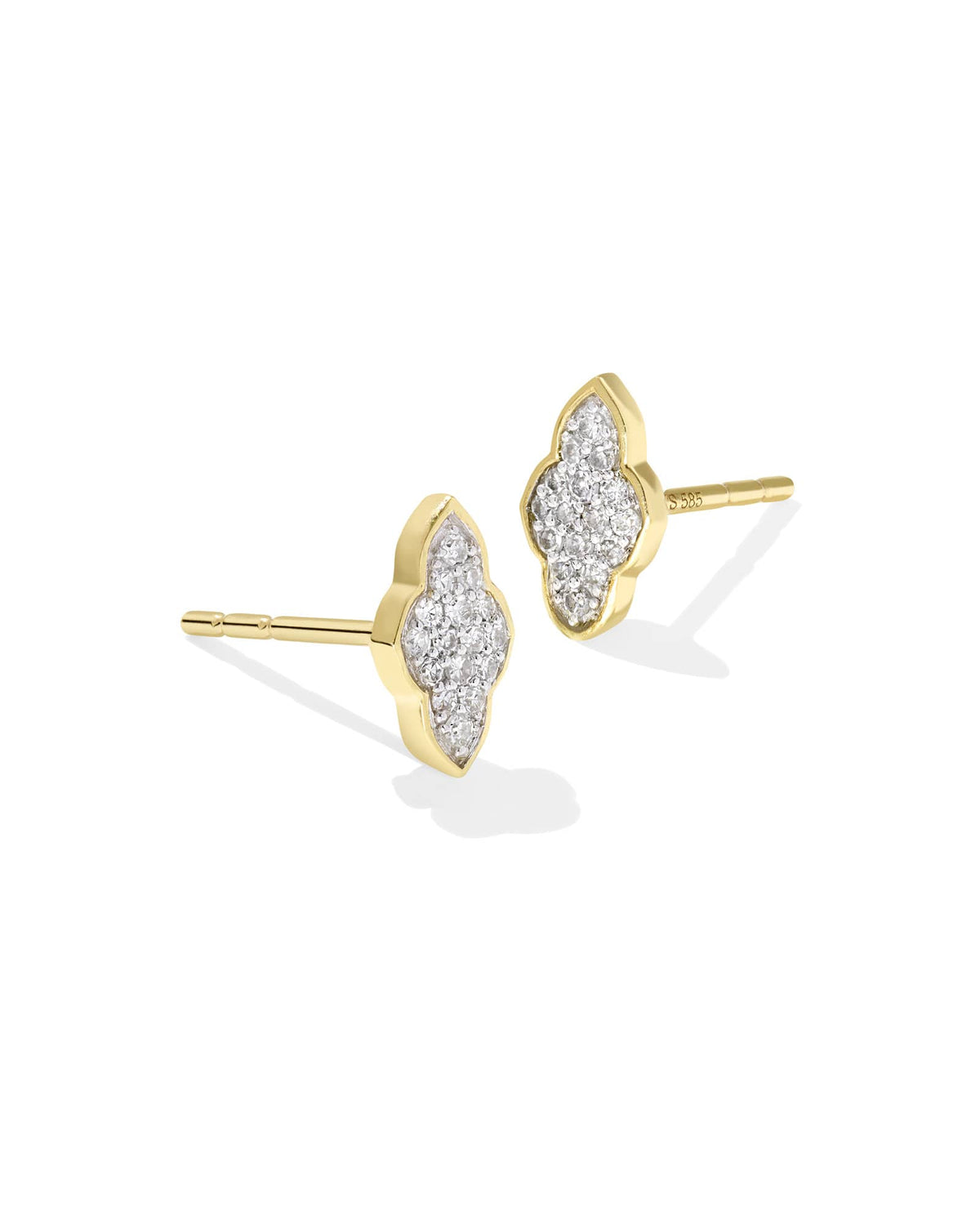 Abbie 14k Yellow Gold Pave Stud Earrings